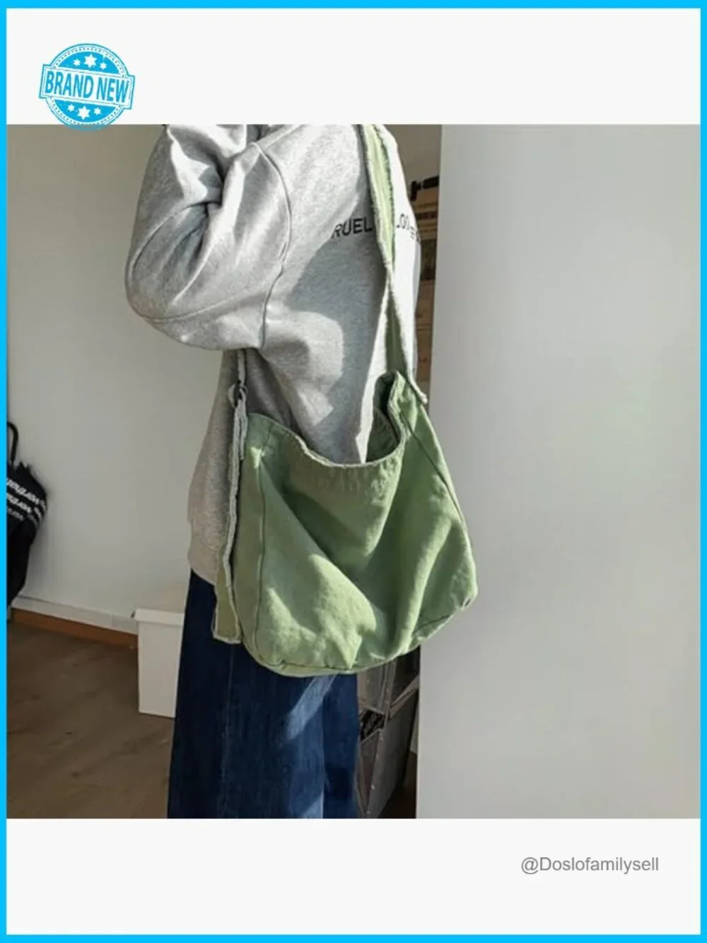 Canvas Crescent Hobo Bag Crossbody Boho Hippie Sling Shoulder Tote Office Travel